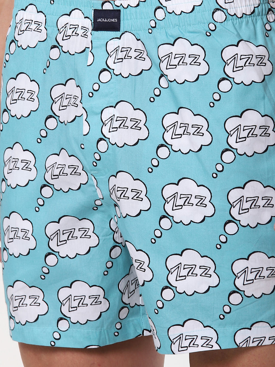 Blue Lazy Text Print Boxers