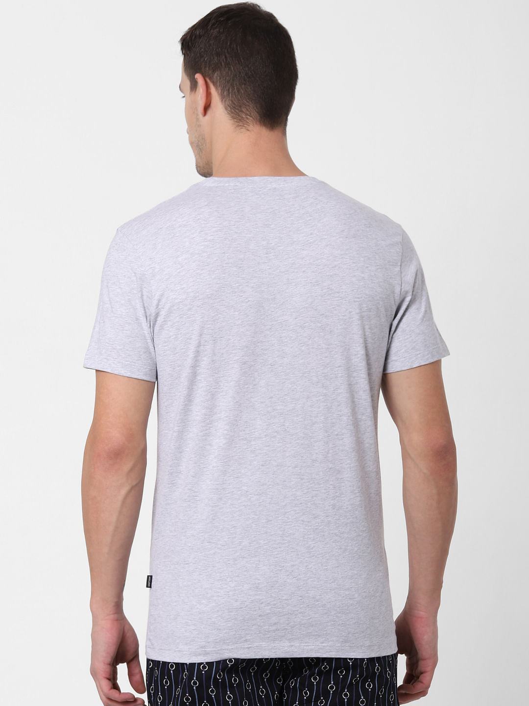 Grey Logo Print Crew Neck T-shirt
