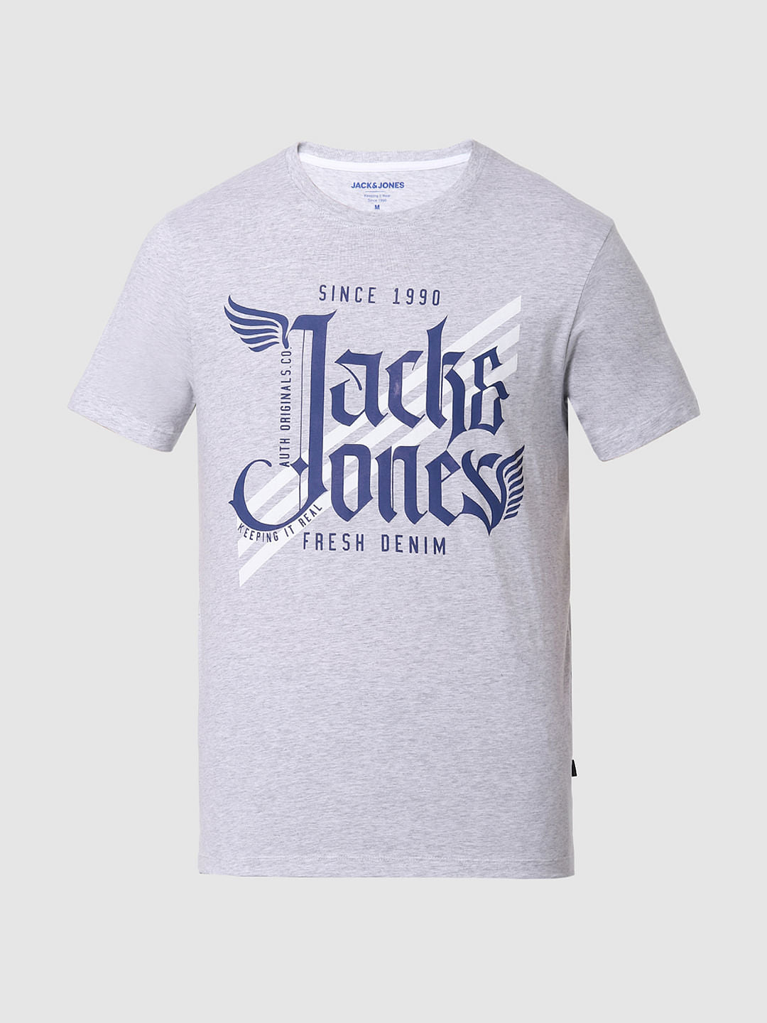 Grey Logo Print Crew Neck T-shirt