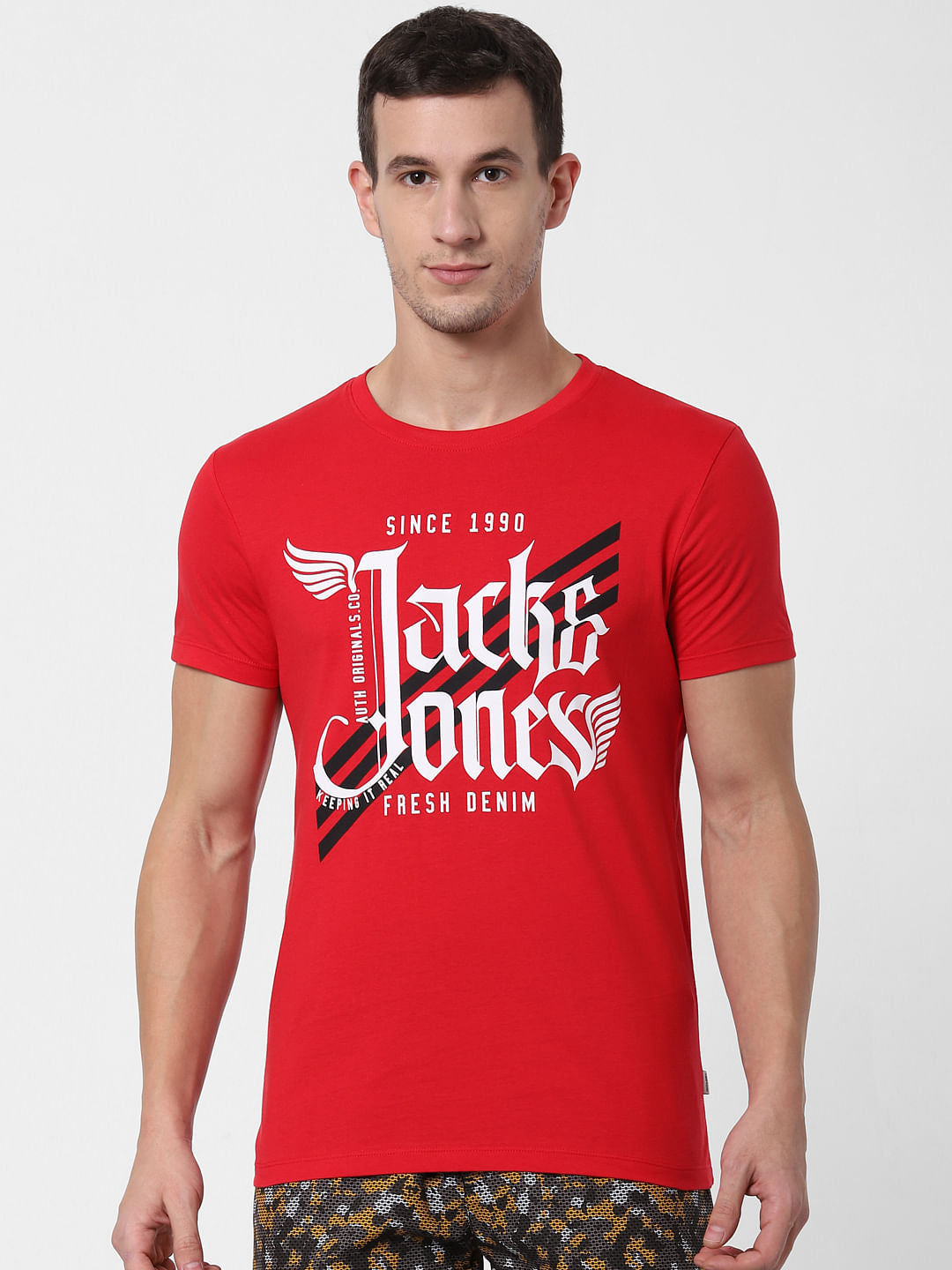 Red Logo Print Crew Neck T-shirt