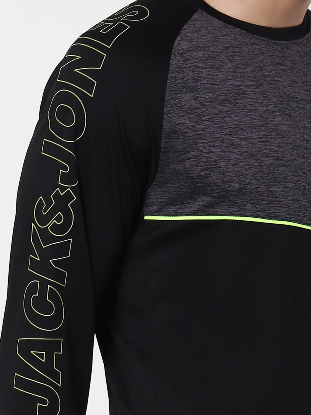 Black Colourblocked Crew Neck T-shirt
