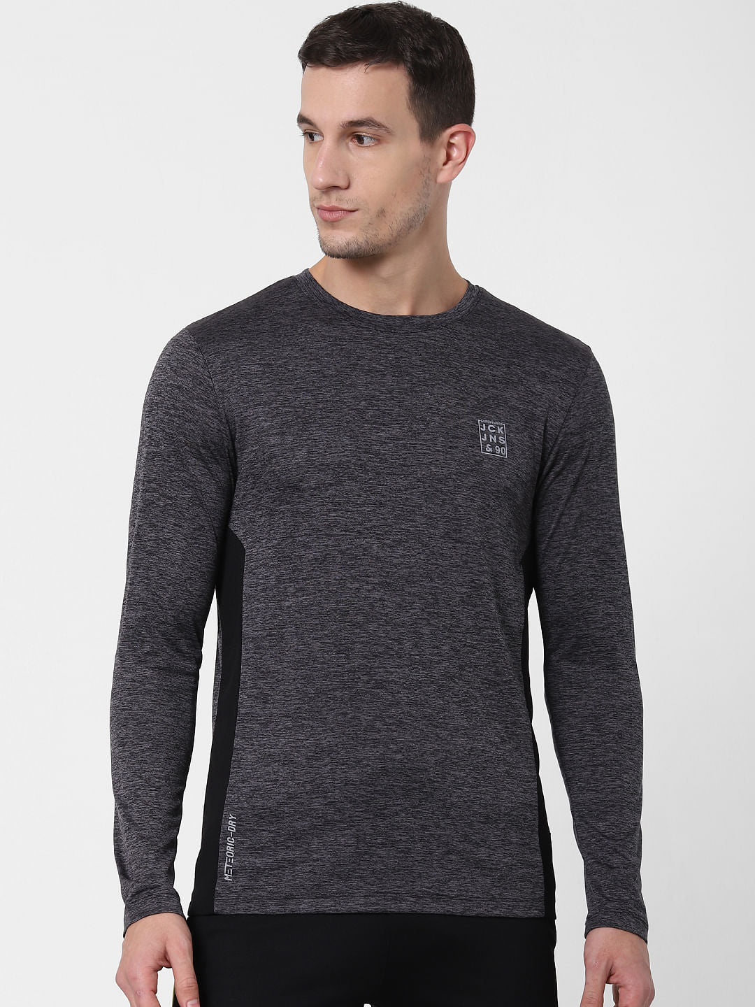 Dark Grey Colourblocked Crew Neck T-shirt
