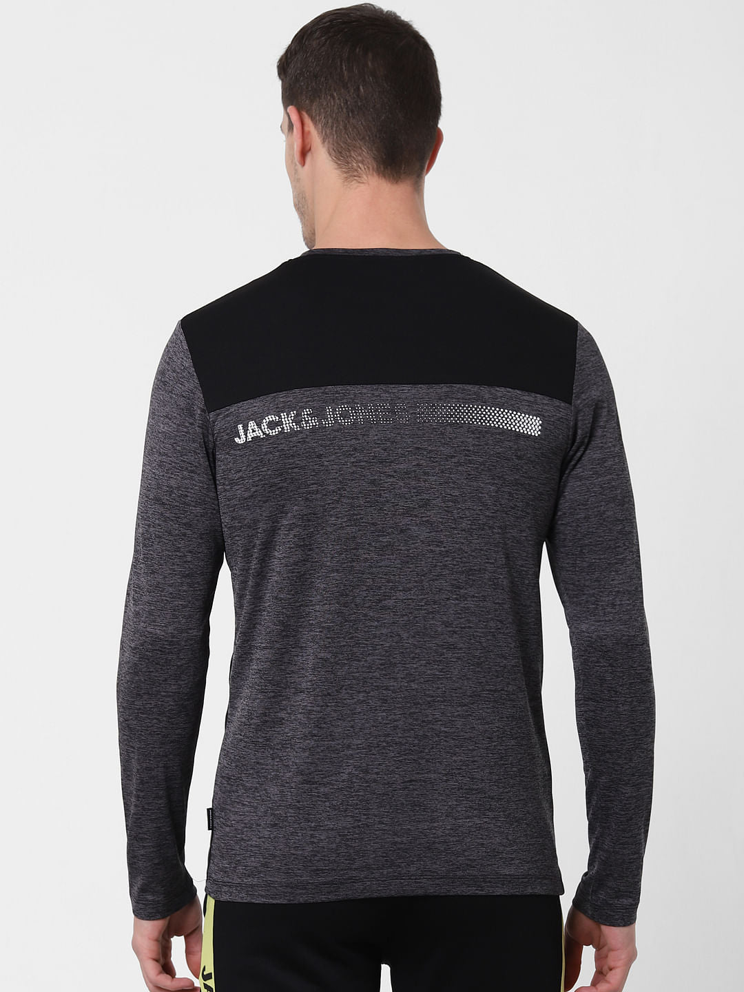 Dark Grey Colourblocked Crew Neck T-shirt