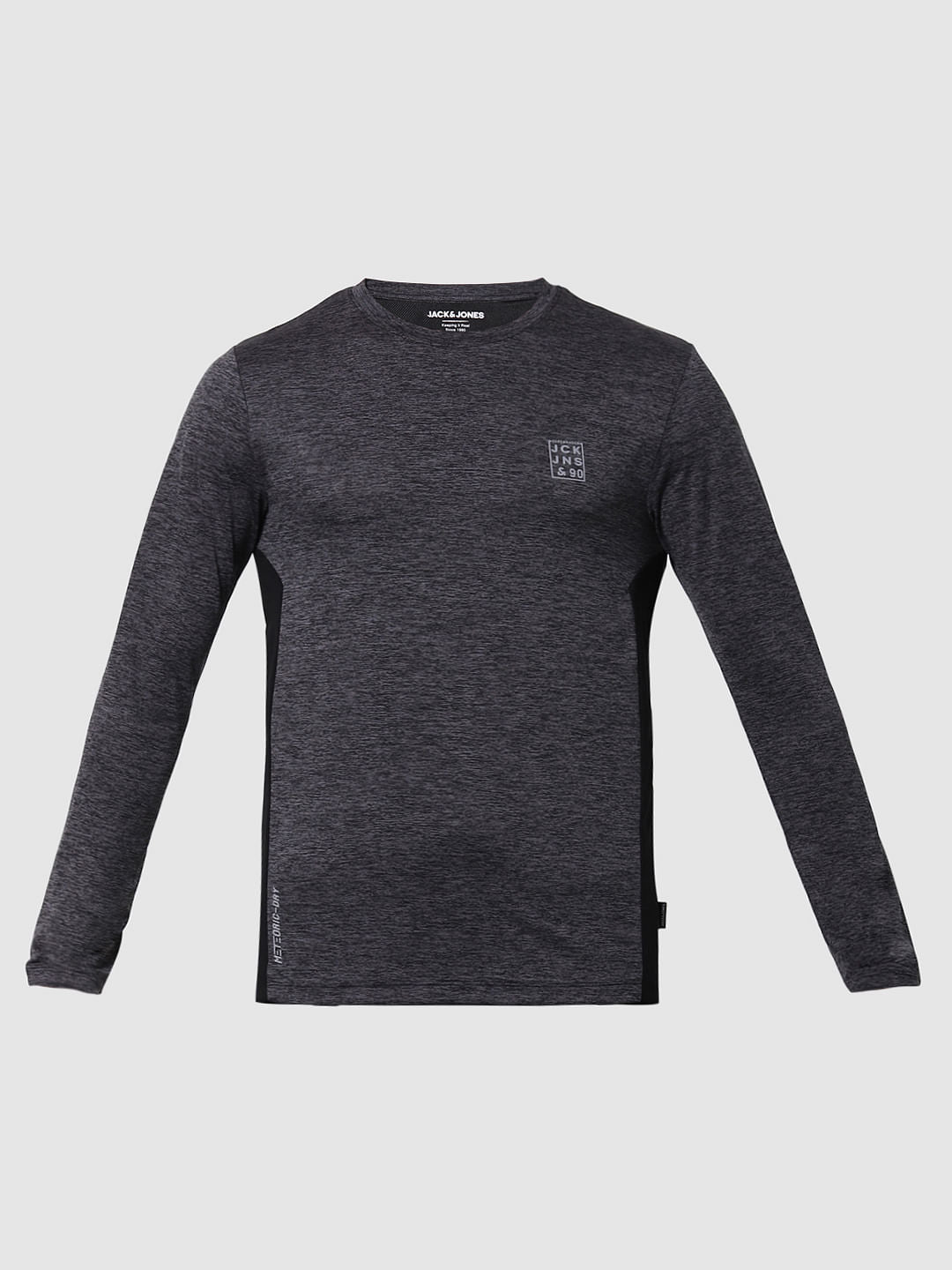 Dark Grey Colourblocked Crew Neck T-shirt