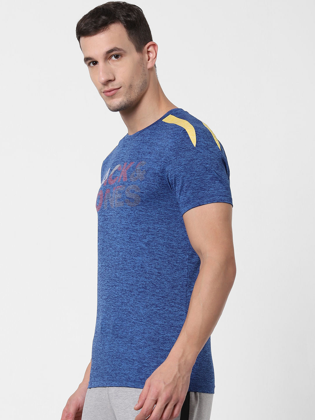 Blue Logo Print Crew Neck T-shirt