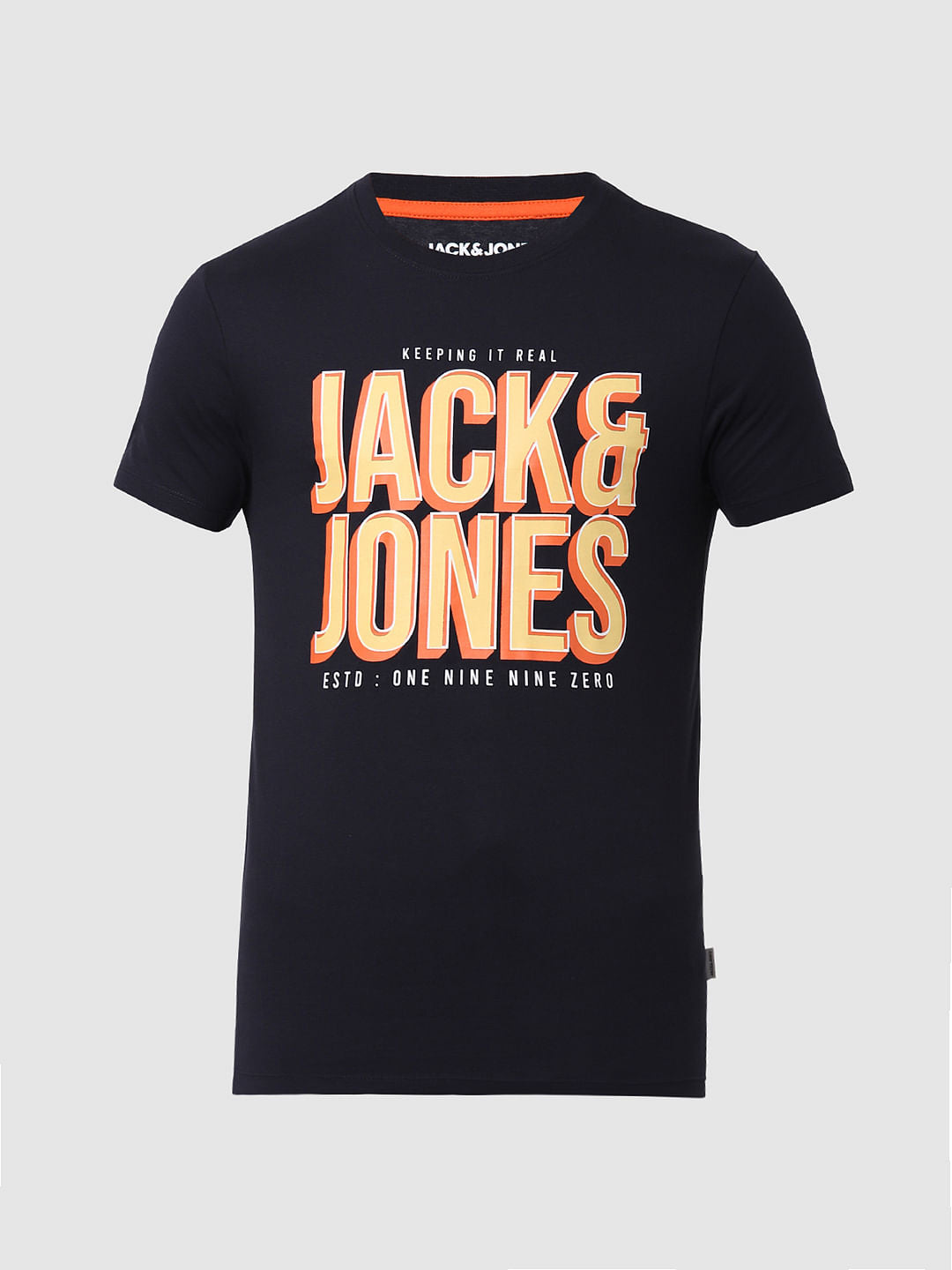 Navy Blue Logo Crew Neck T-shirt Online in India - Flat 10% Off