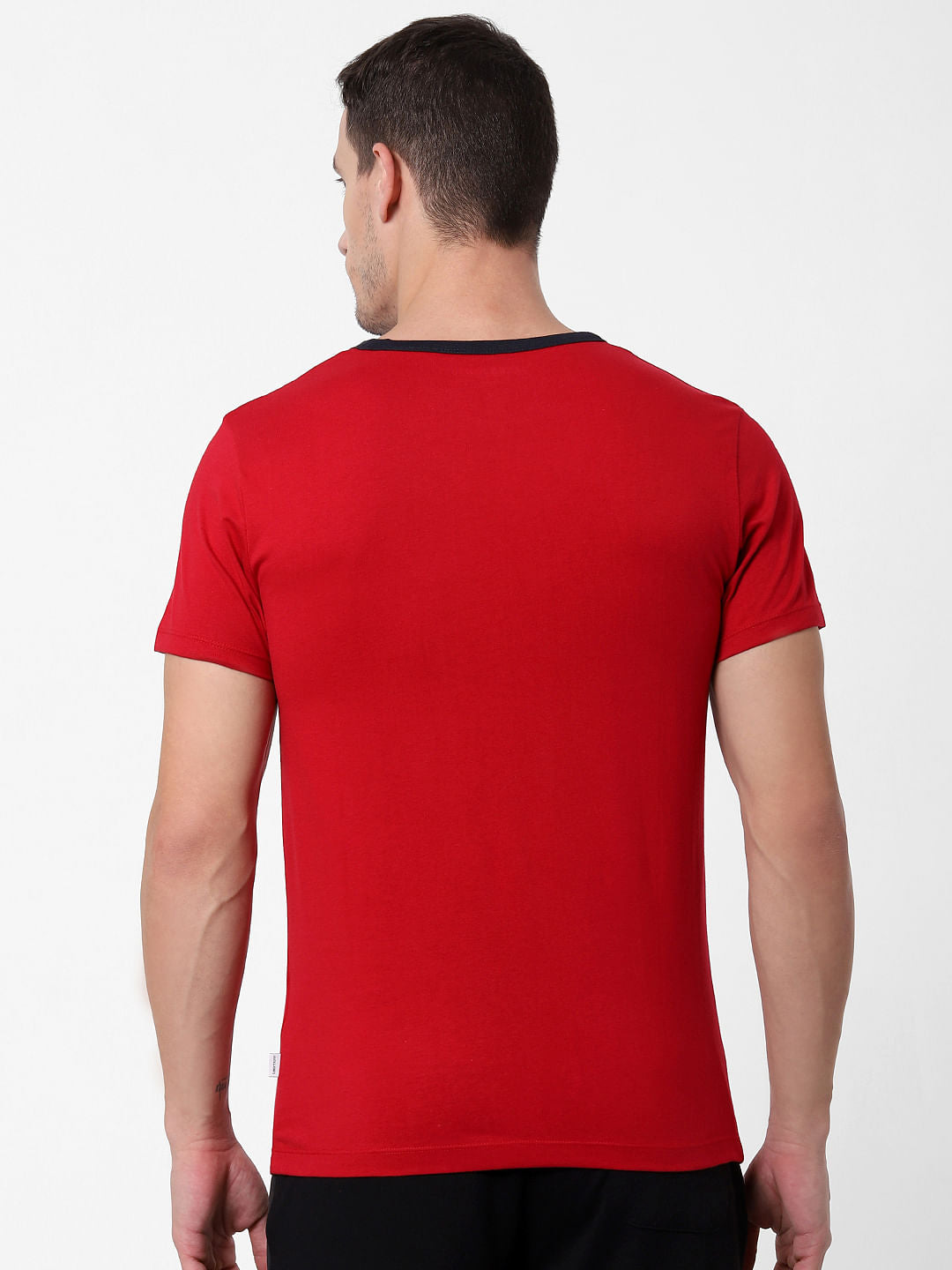 Red Logo Print Crew Neck T-shirts Online in India - Flat 10% Off