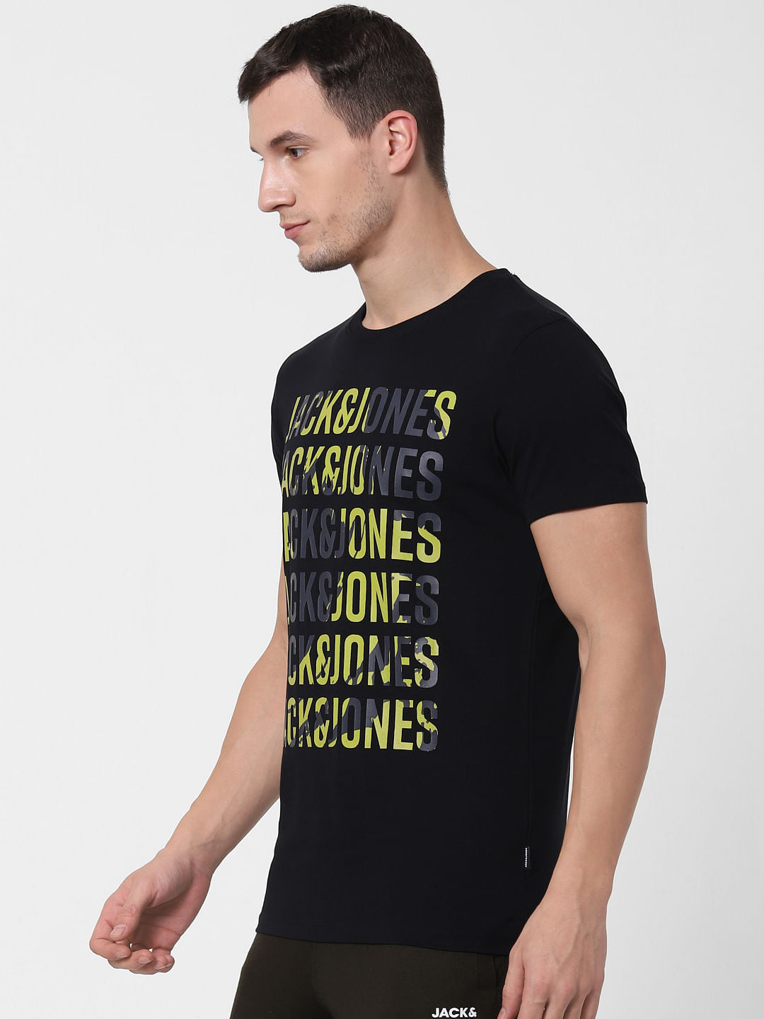Black Logo Print Crew Neck T-shirt Online in India - Flat 10% Off