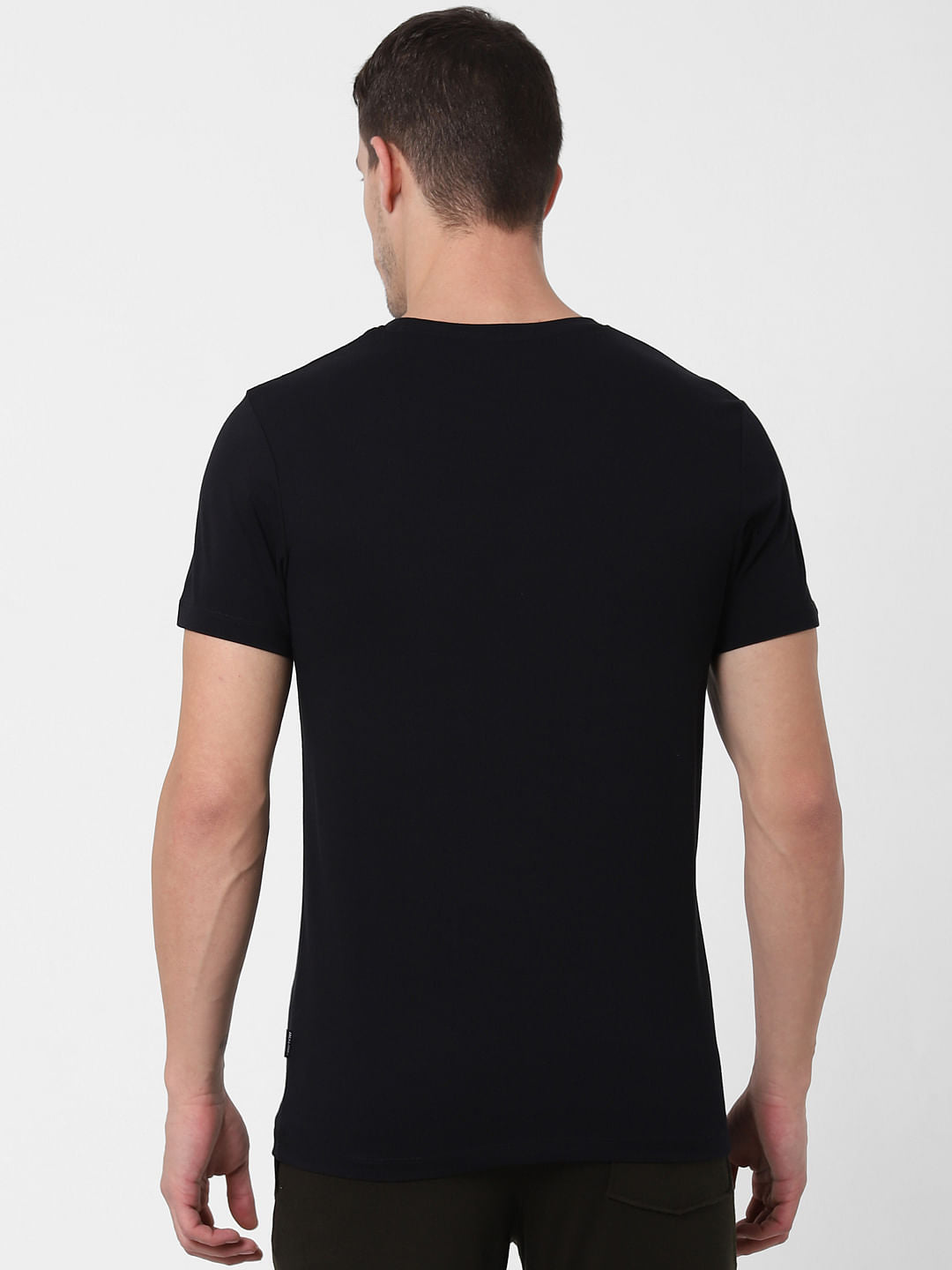Black Logo Print Crew Neck T-shirt Online in India - Flat 10% Off