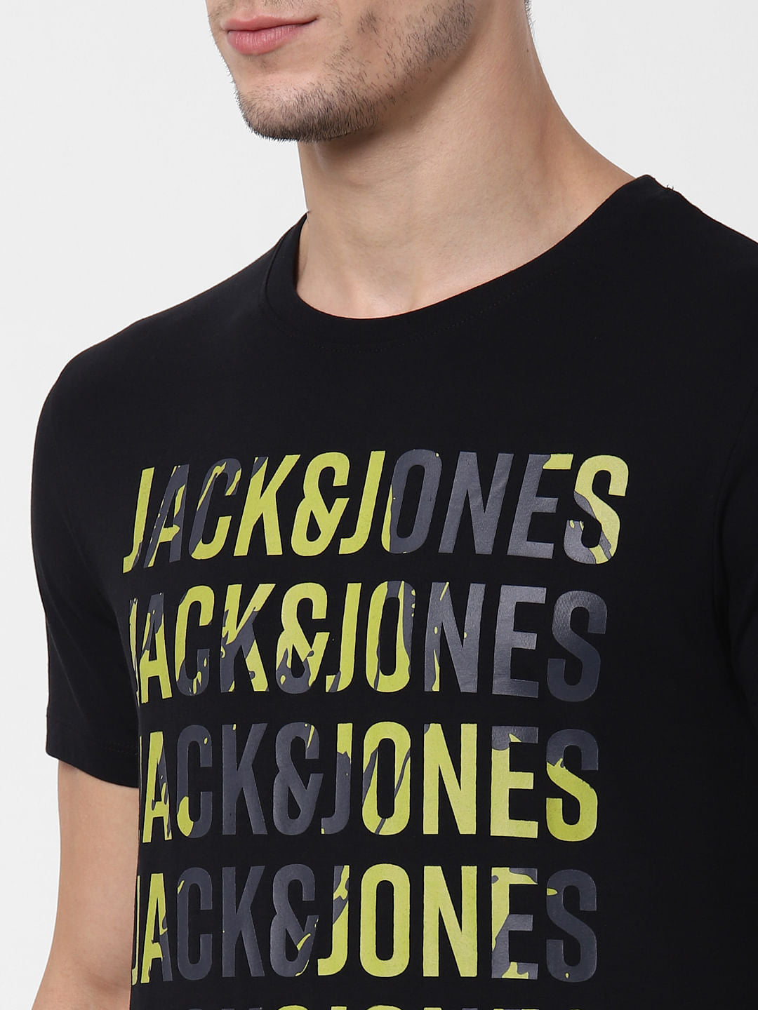 Black Logo Print Crew Neck T-shirt Online in India - Flat 10% Off