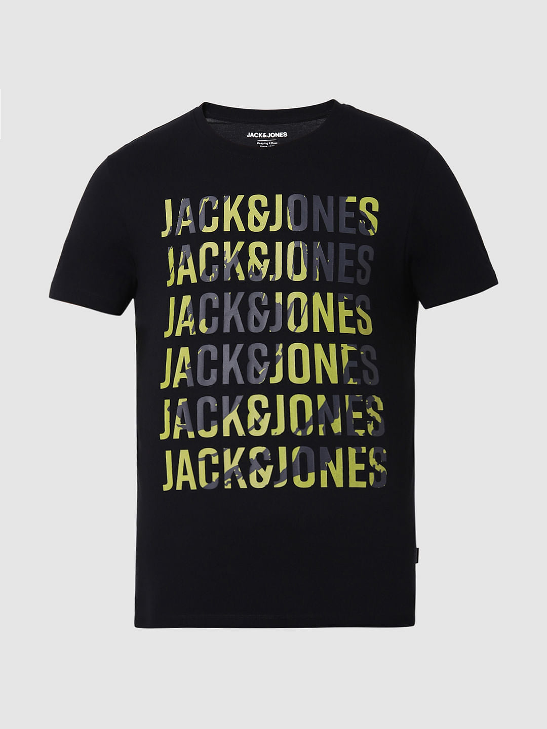 Black Logo Print Crew Neck T-shirt Online in India - Flat 10% Off