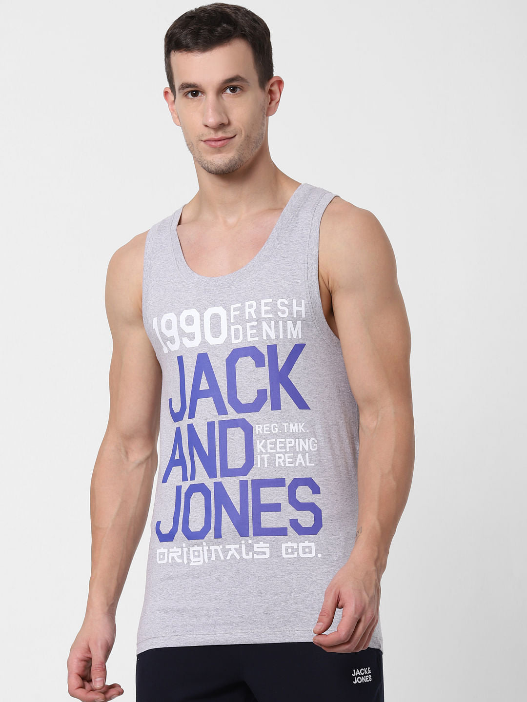 Grey Logo Print Vest