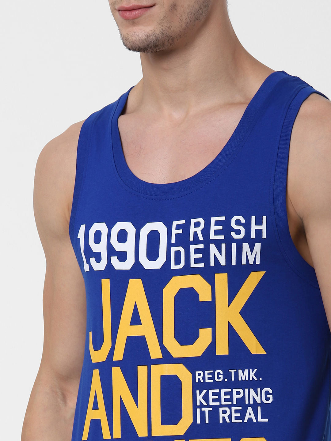 Blue Logo Print Vest
