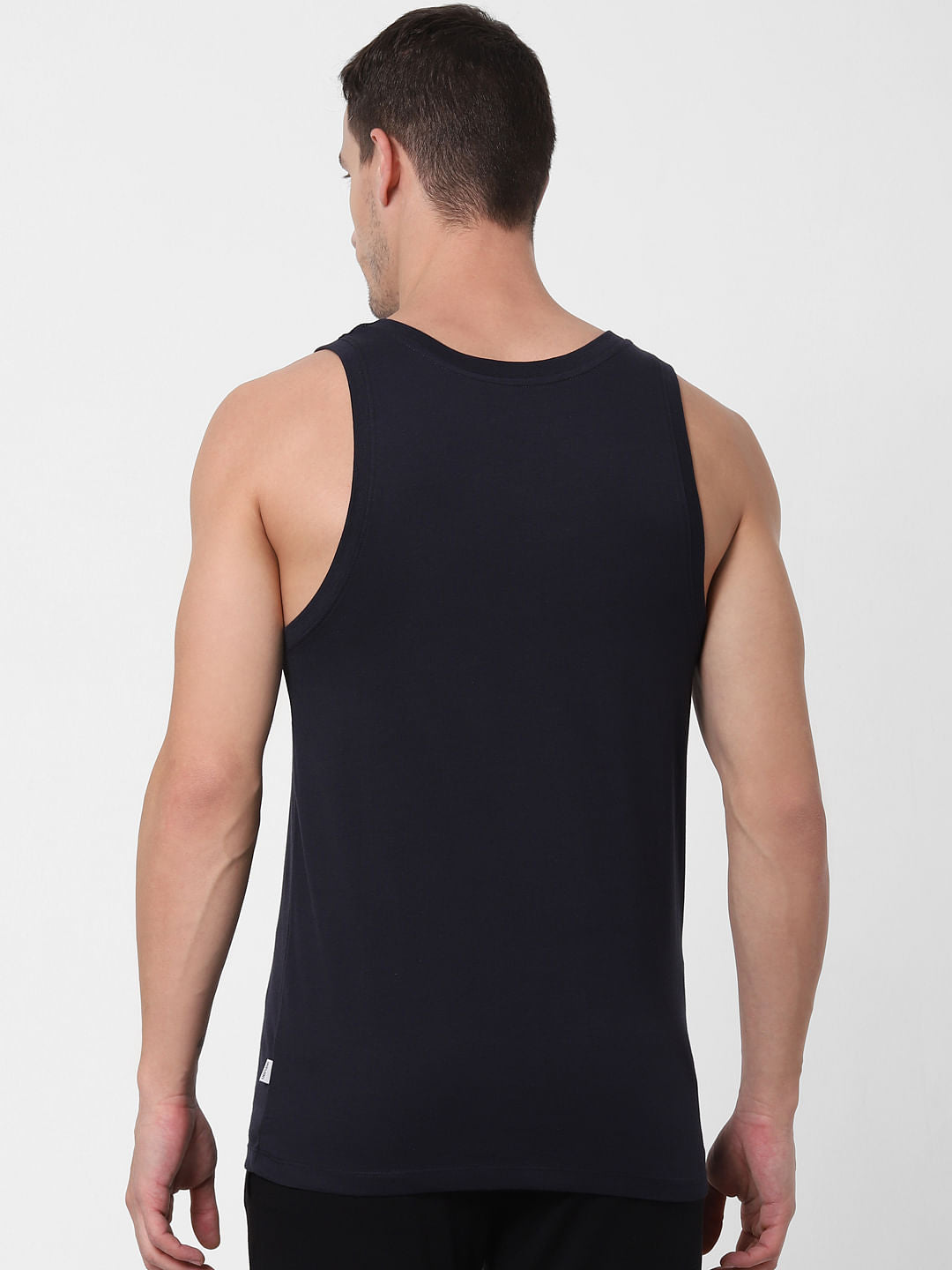 Navy Blue Logo Print Vest