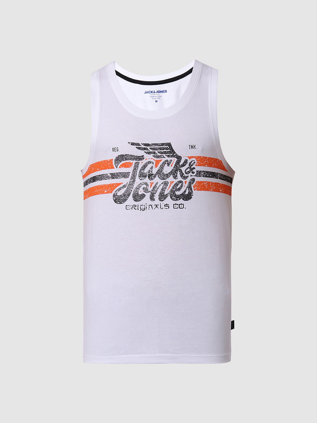 White Logo Print Vest