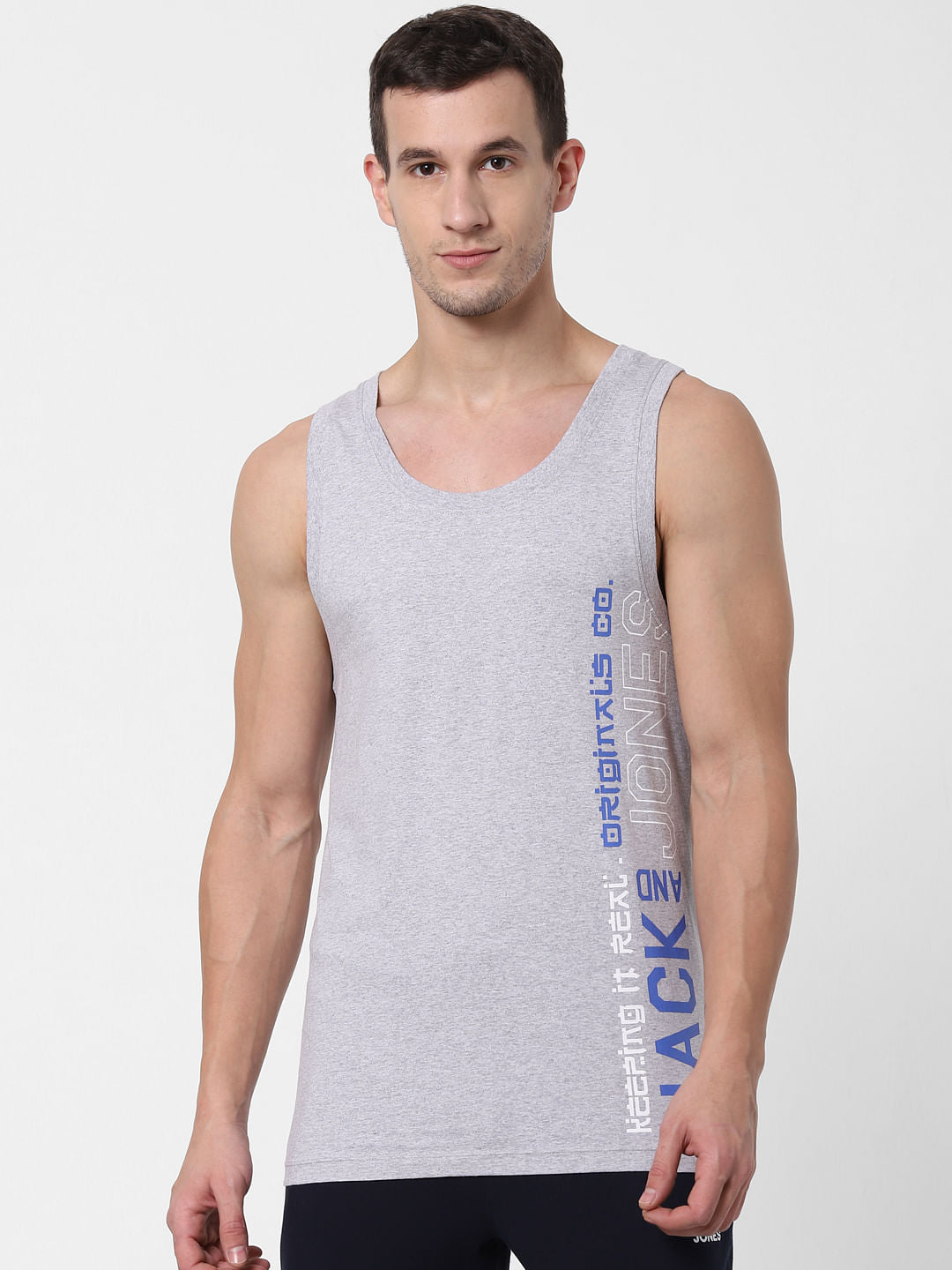 Grey Logo Print Vest