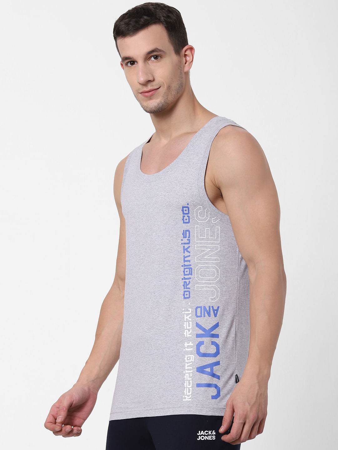 Grey Logo Print Vest