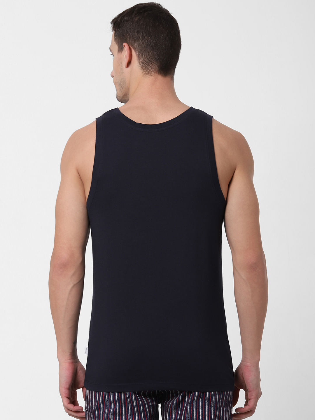 Navy Blue Logo Print Vest