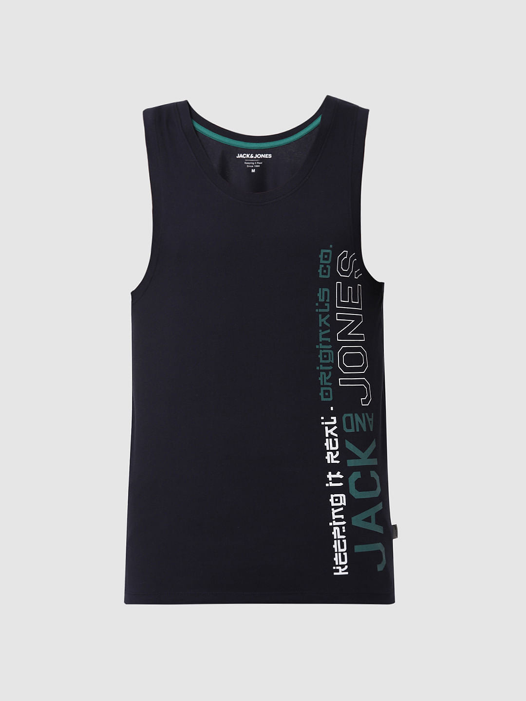 Navy Blue Logo Print Vest