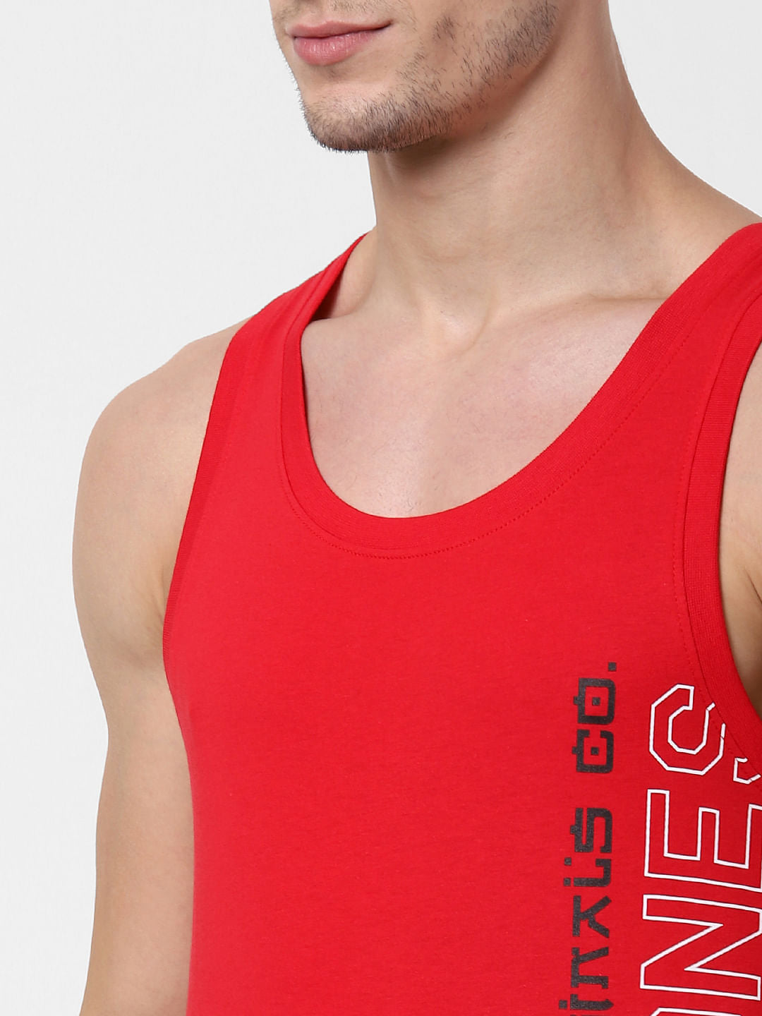 Red Logo Print Vest