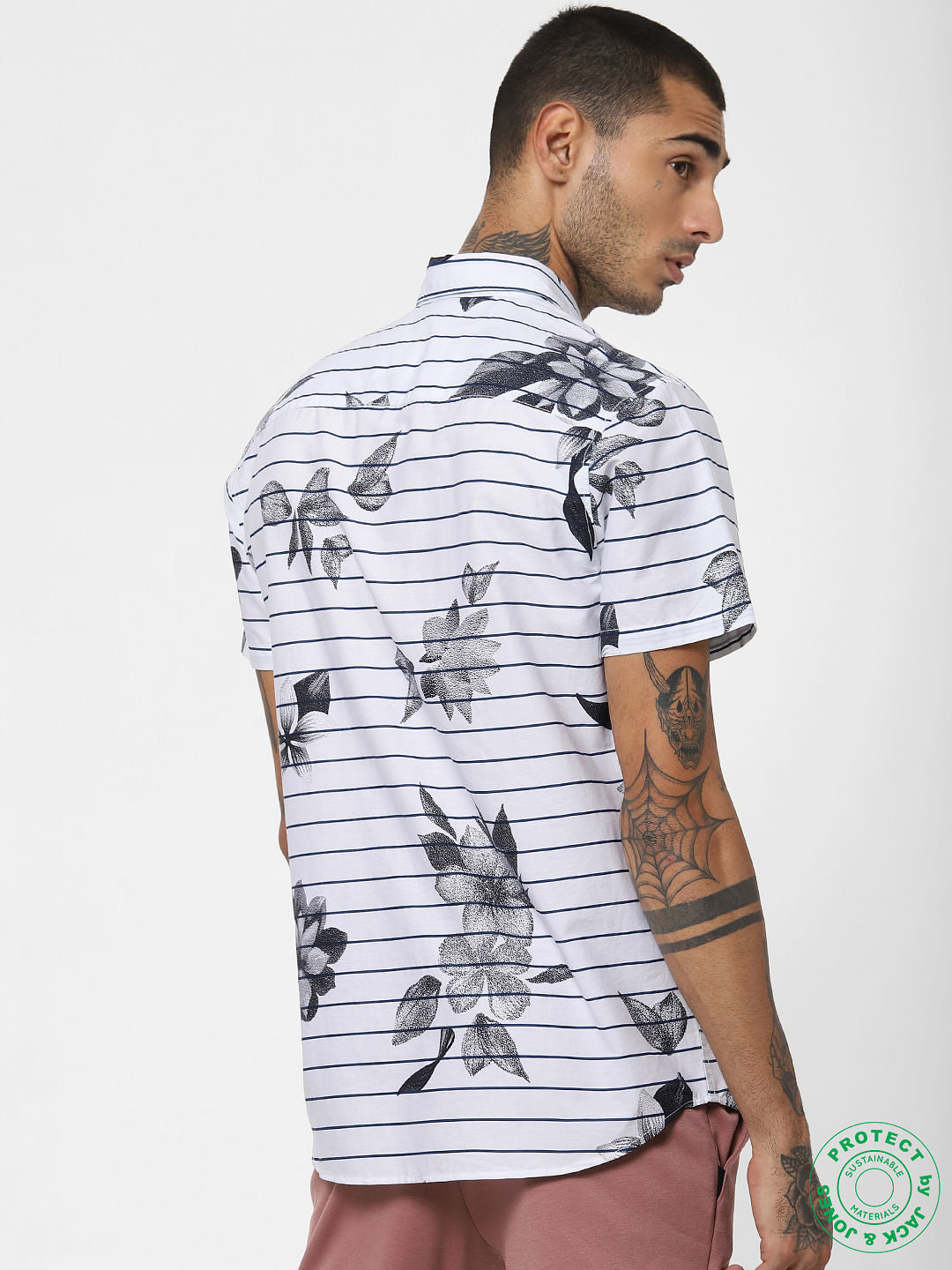 White Striped Short Sleeves Shirt