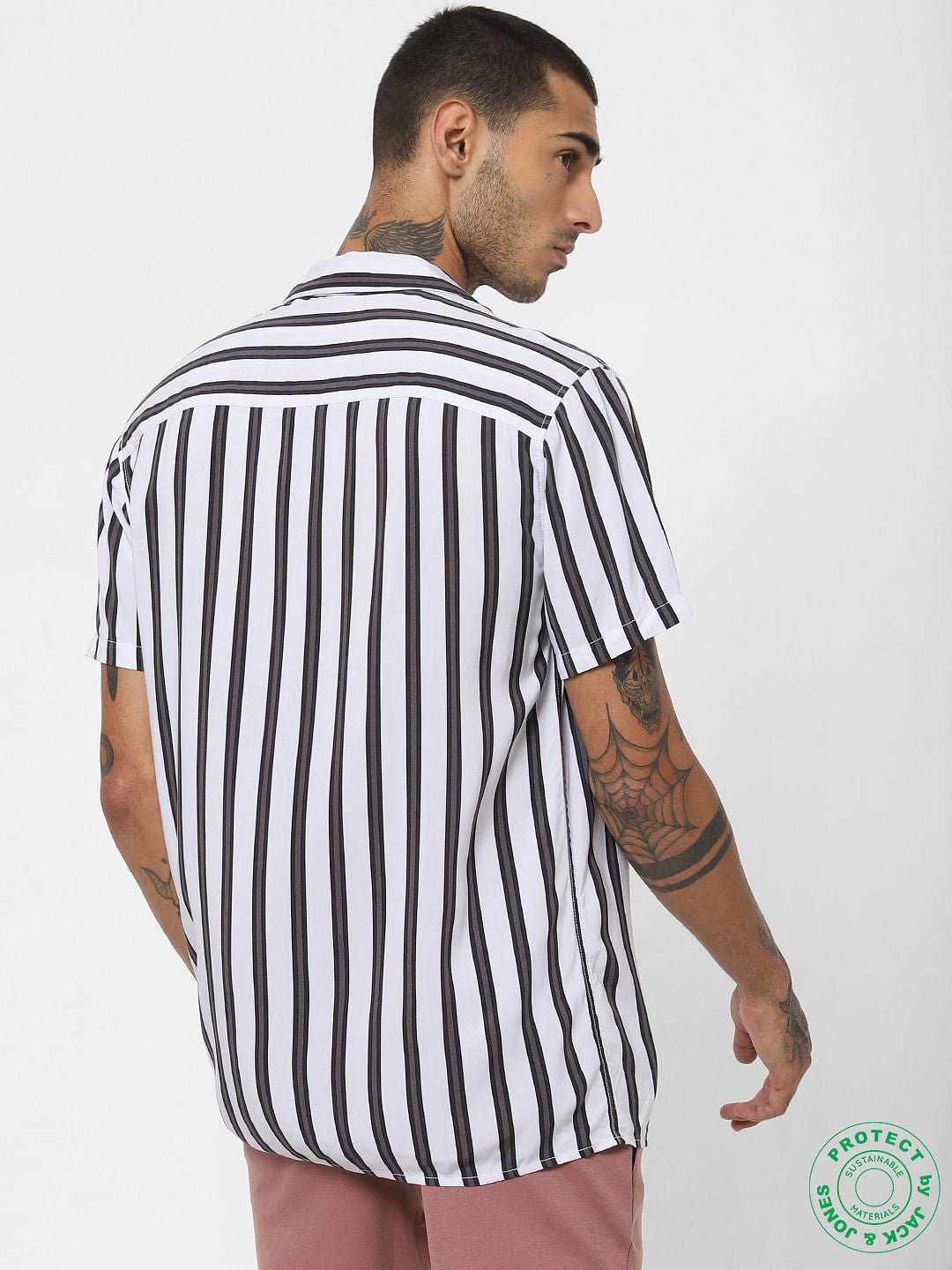 White Striped Short Sleeves Shirt