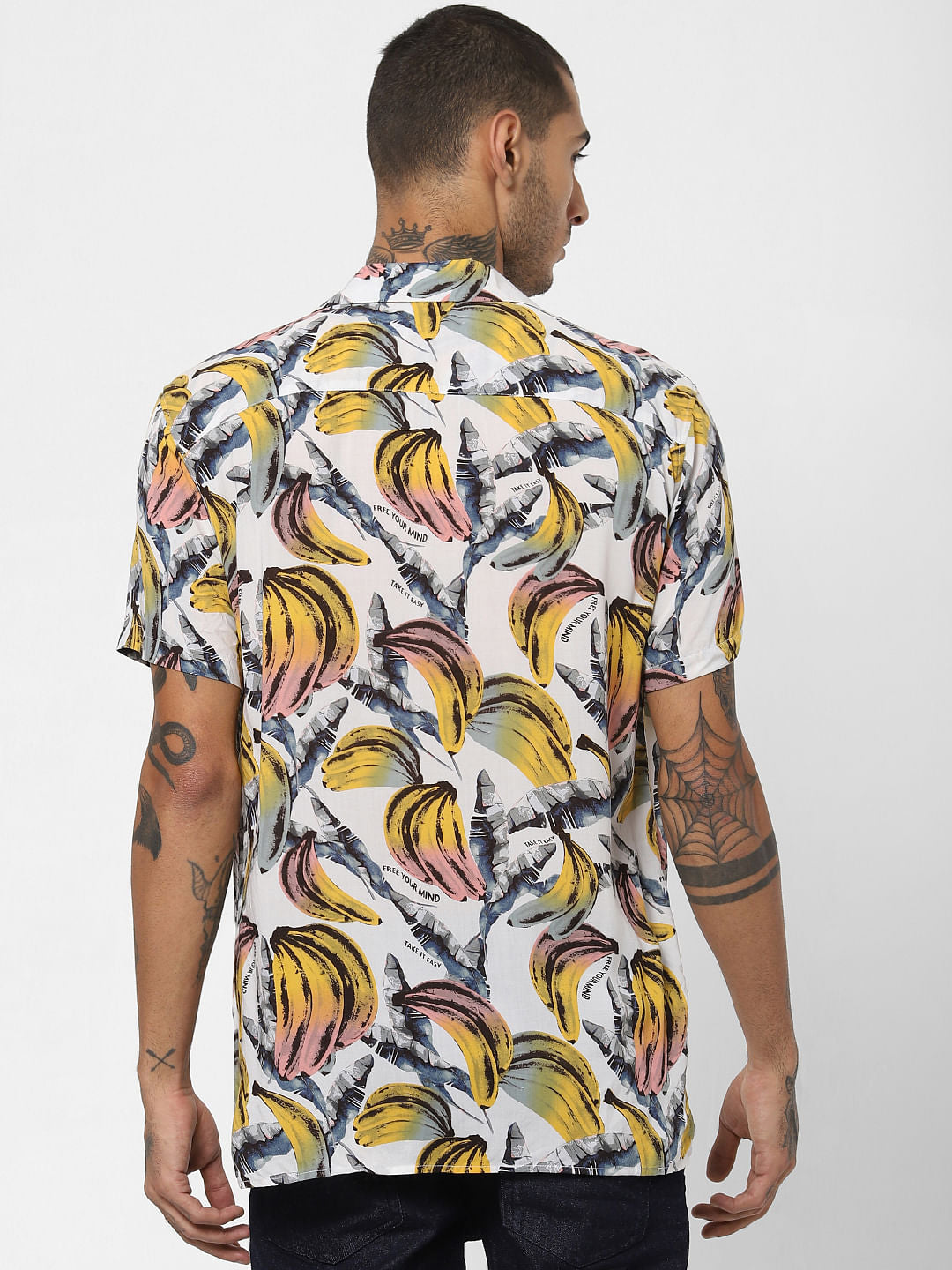 White All Over Print Short Sleeves Shirt