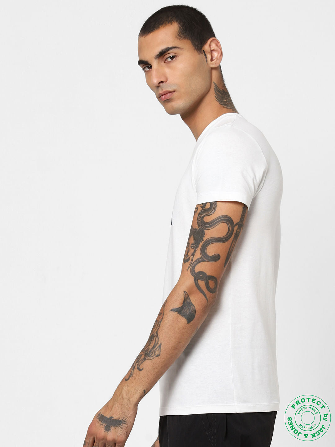 White Graphic Print Crew Neck T-shirt