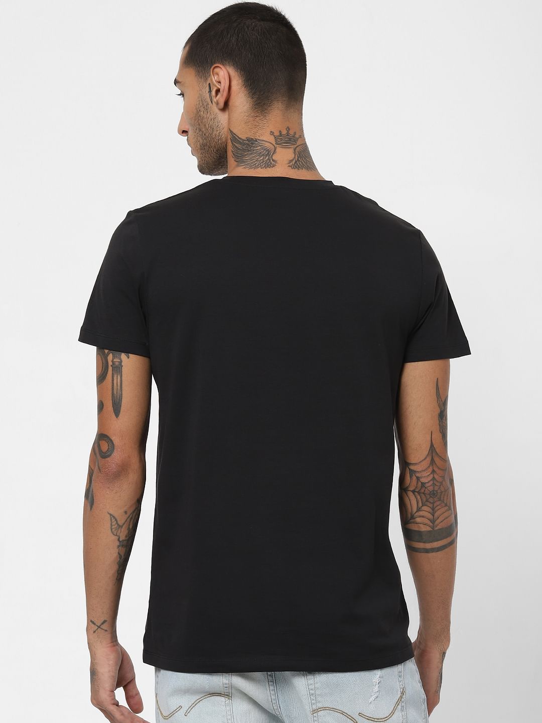 Black Graphic Print Crew Neck T-shirt