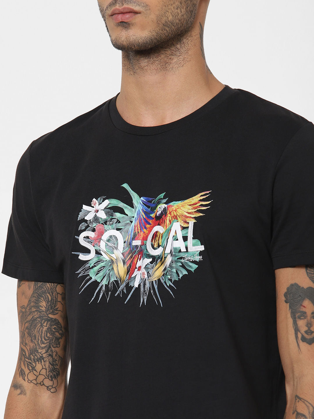 Black Graphic Print Crew Neck T-shirt