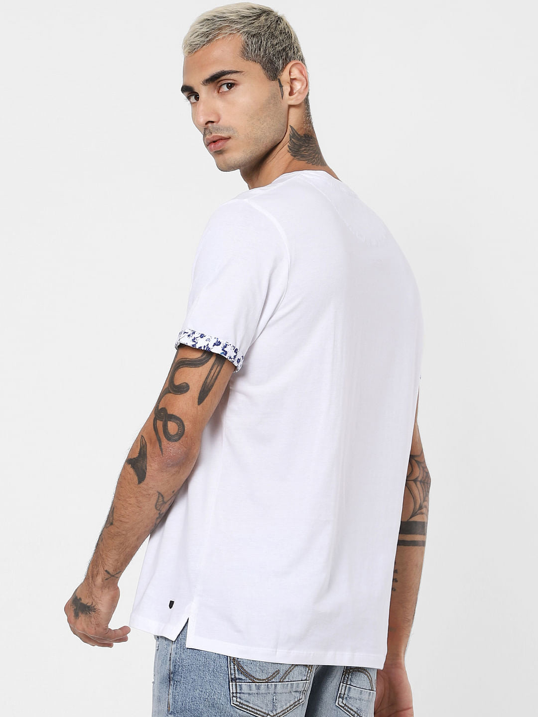 White Patch Pocket Crew Neck T-shirt