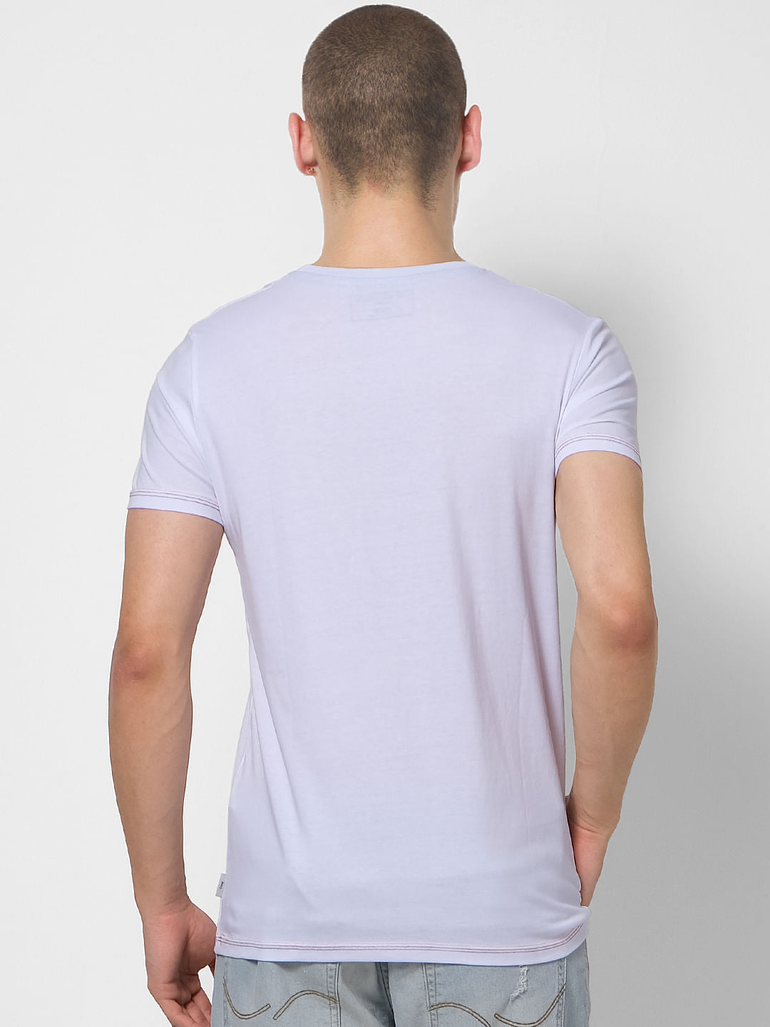 White Text Print Crew Neck T-shirt