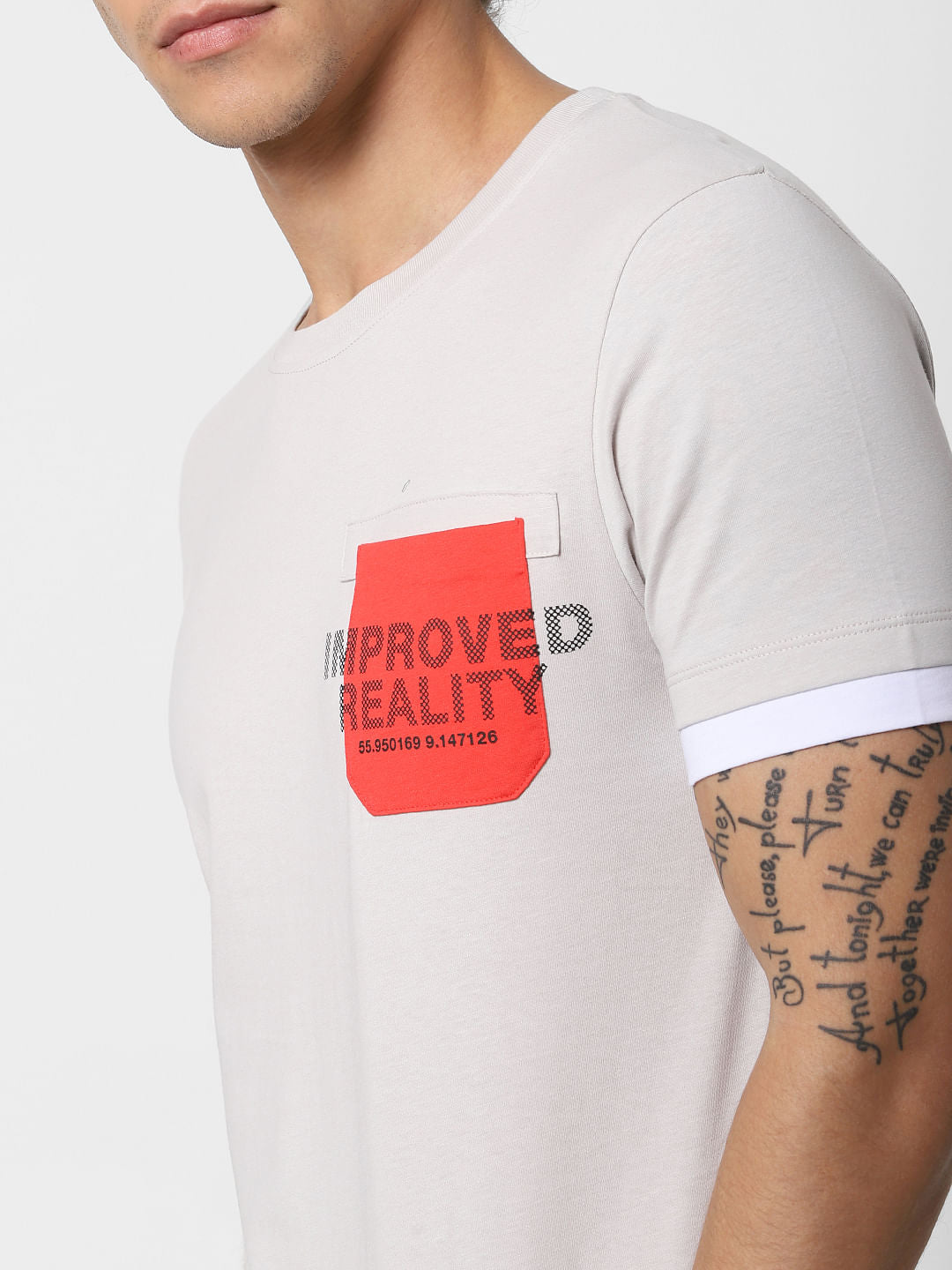 Off-White Text Print Crew Neck T-shirt