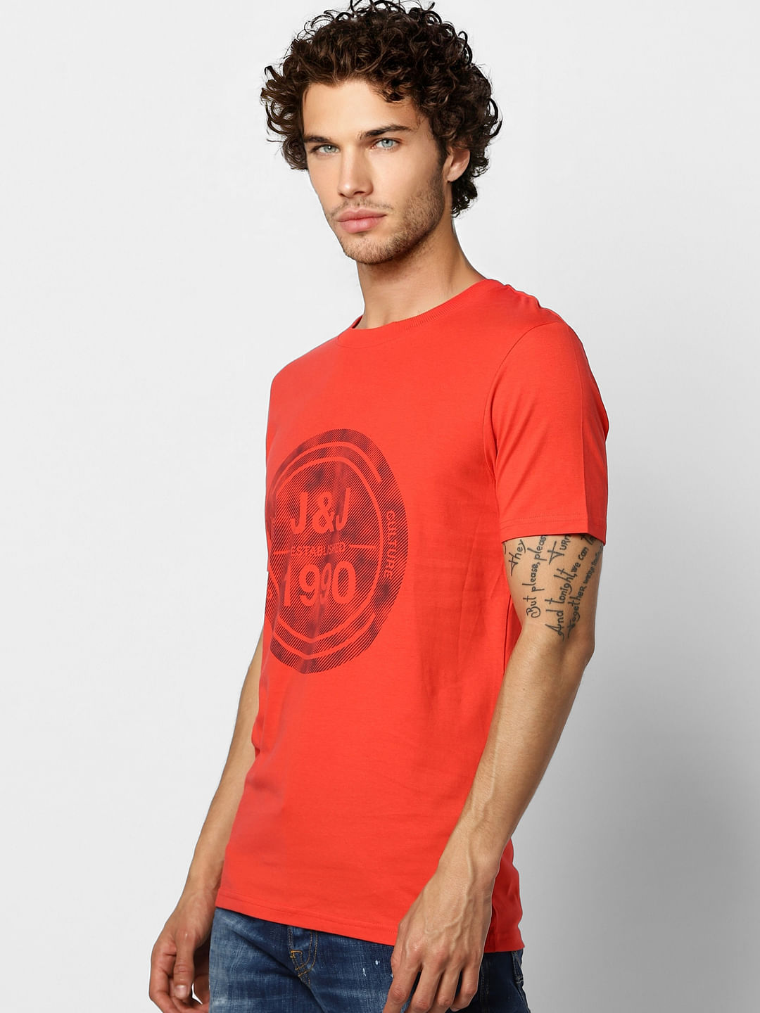 Red Logo Print Crew Neck T-shirt
