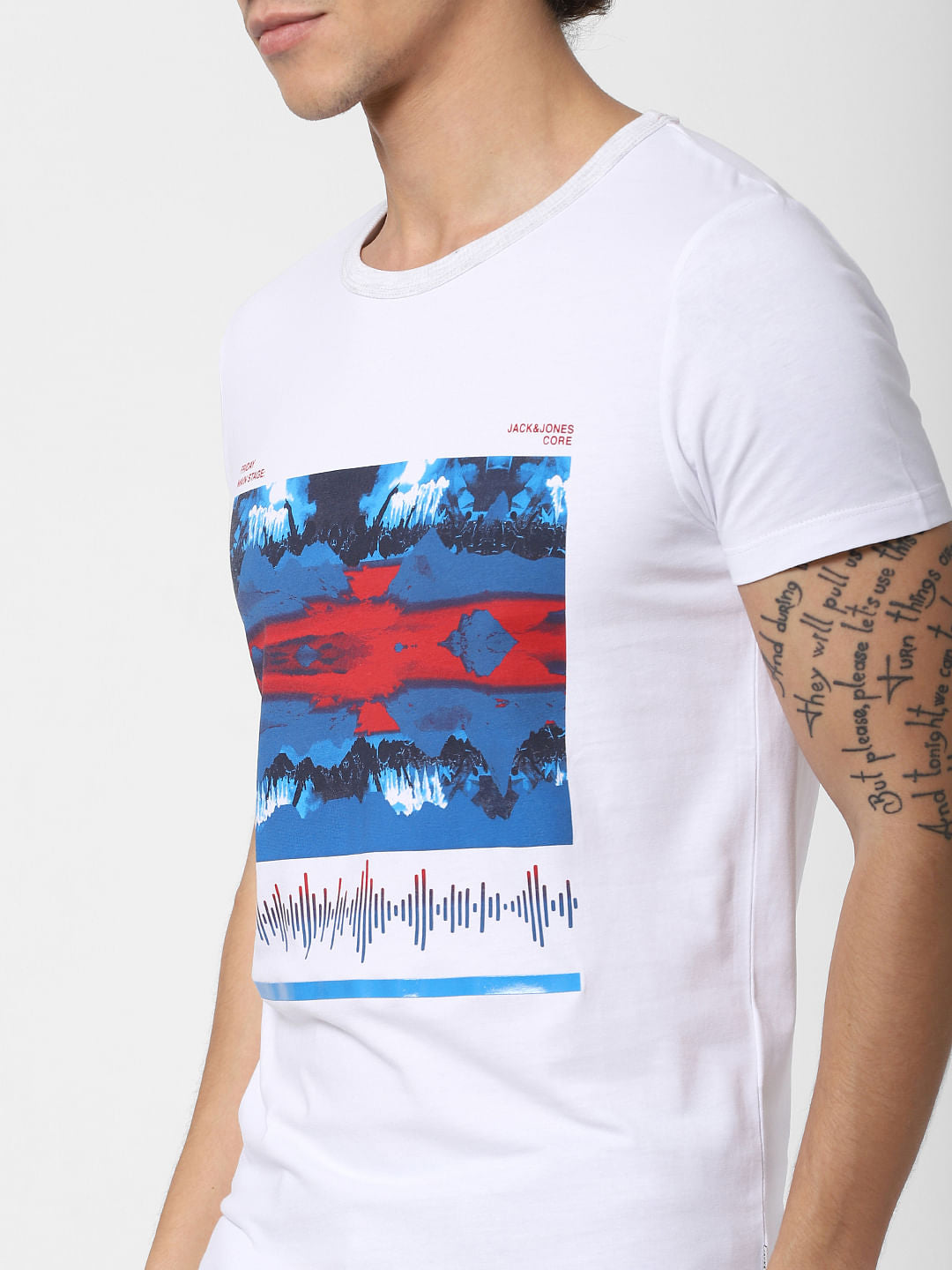 White Graphic Print Crew Neck T-shirt
