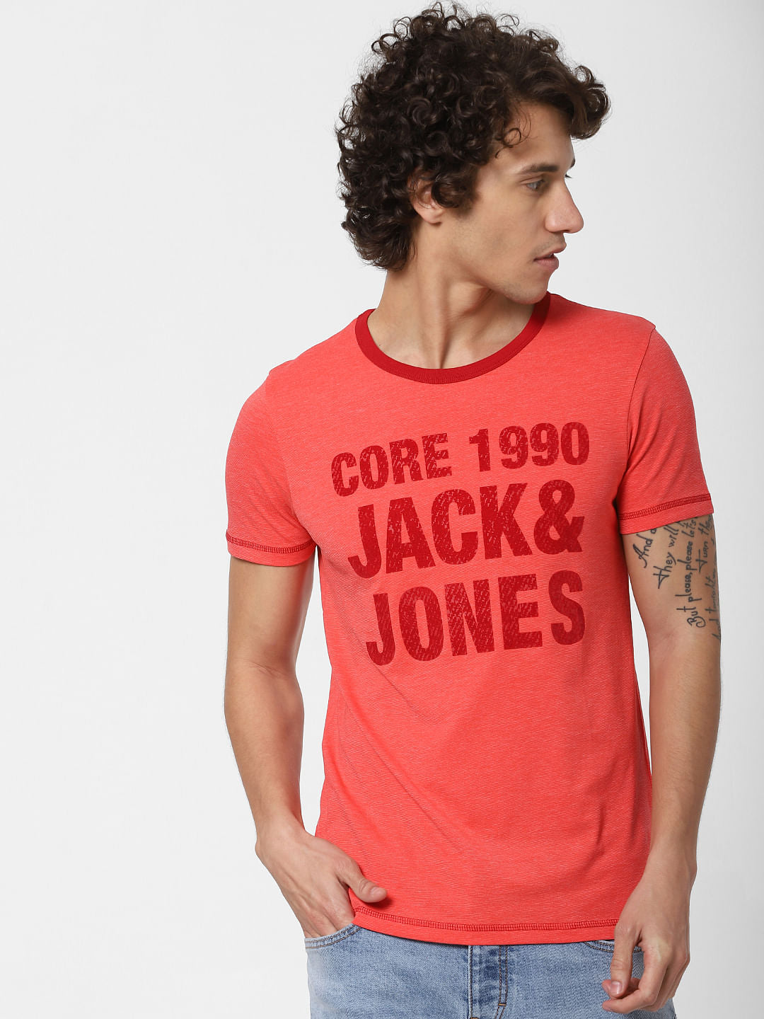 Red Logo Print Crew Neck T-shirt