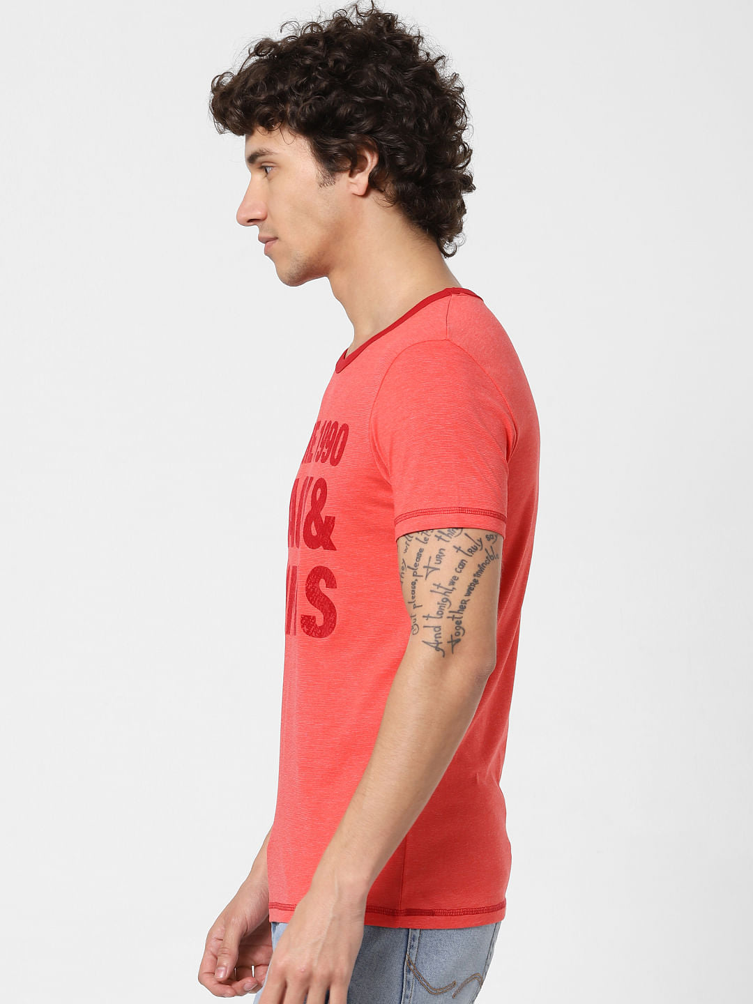Red Logo Print Crew Neck T-shirt