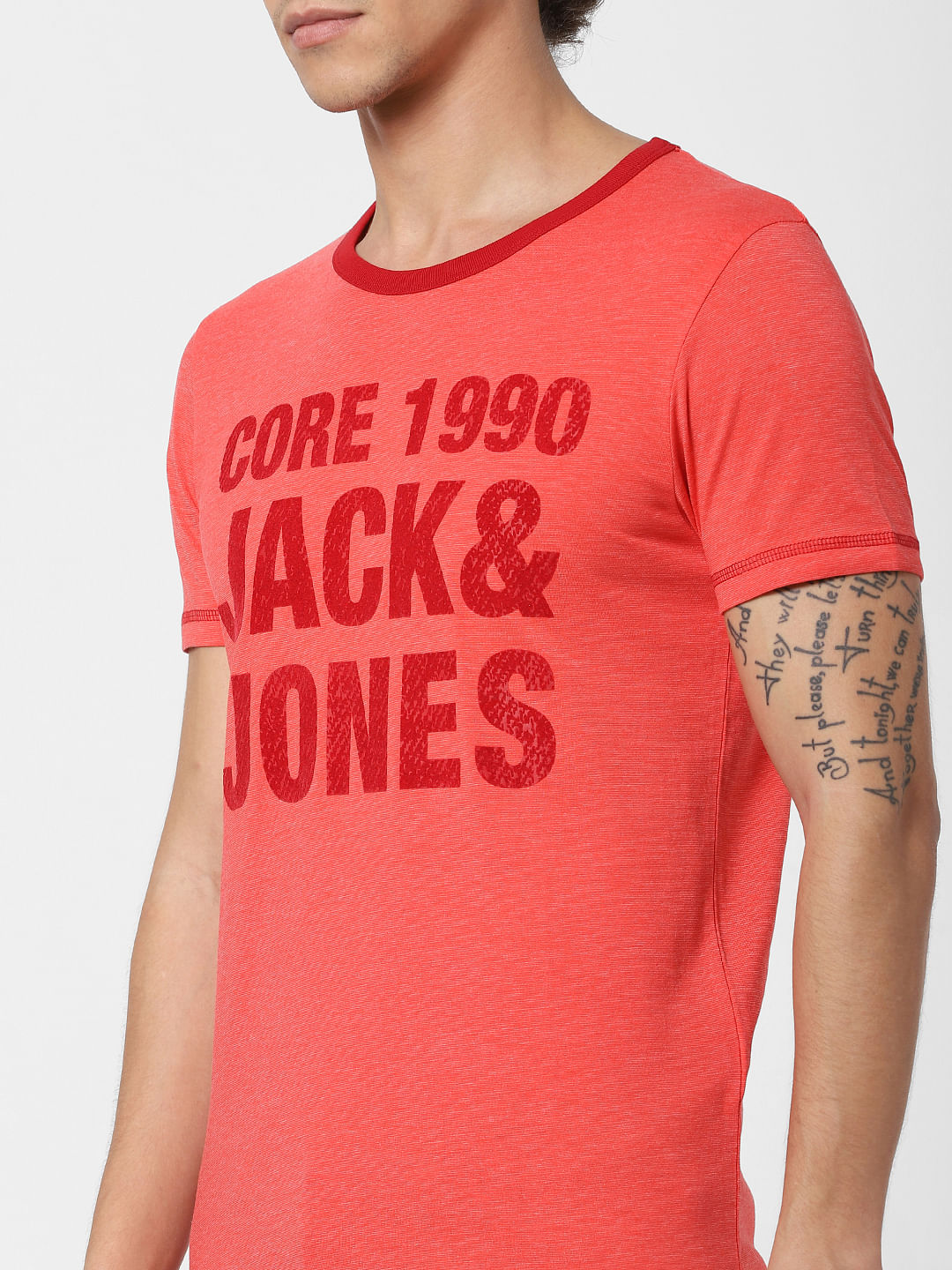 Red Logo Print Crew Neck T-shirt