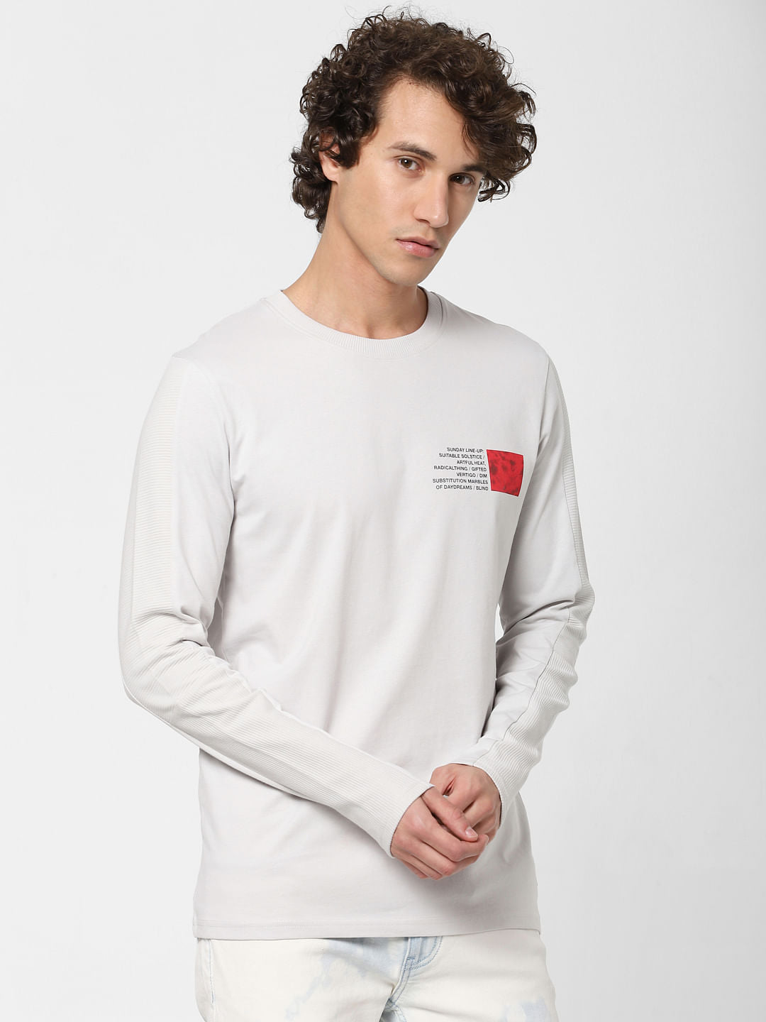 Off-White Text Print Crew Neck T-shirt