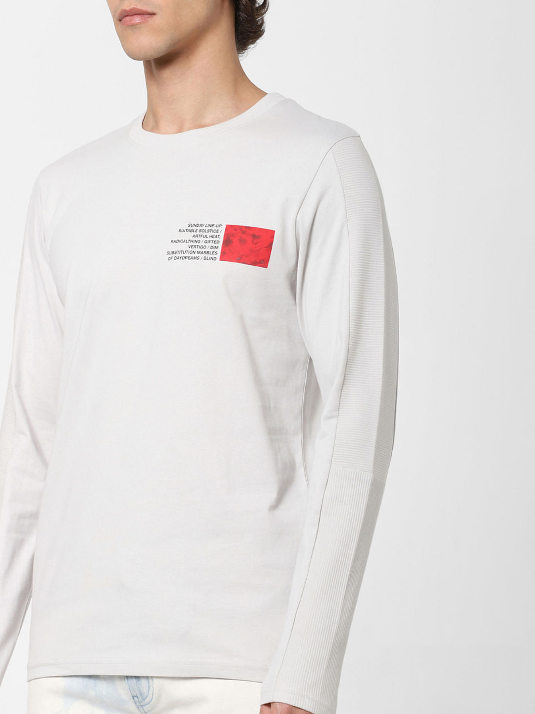 Off-White Text Print Crew Neck T-shirt