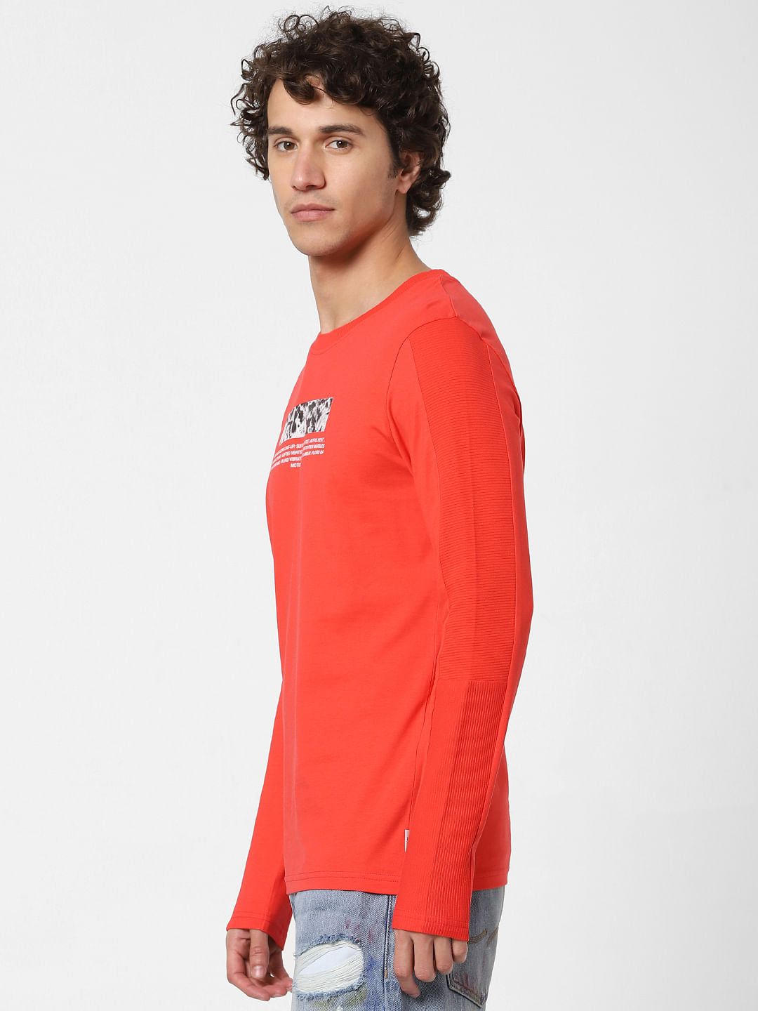 Red Text Print Crew Neck T-shirt