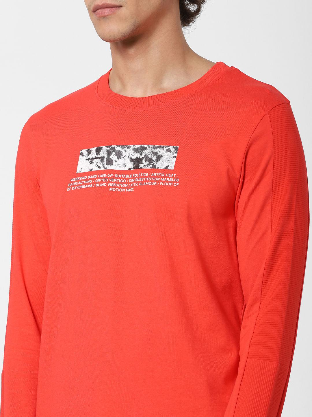 Red Text Print Crew Neck T-shirt