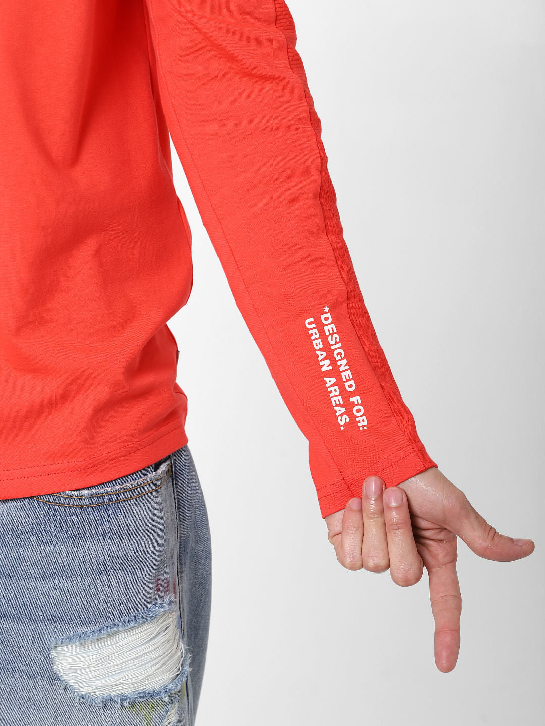 Red Text Print Crew Neck T-shirt