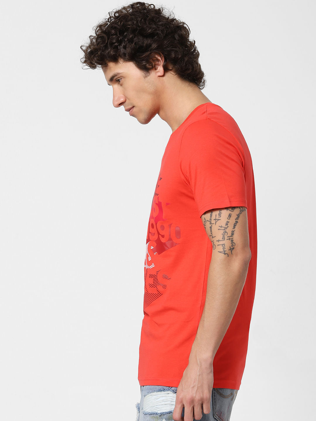 Red Logo Print Crew Neck T-shirt