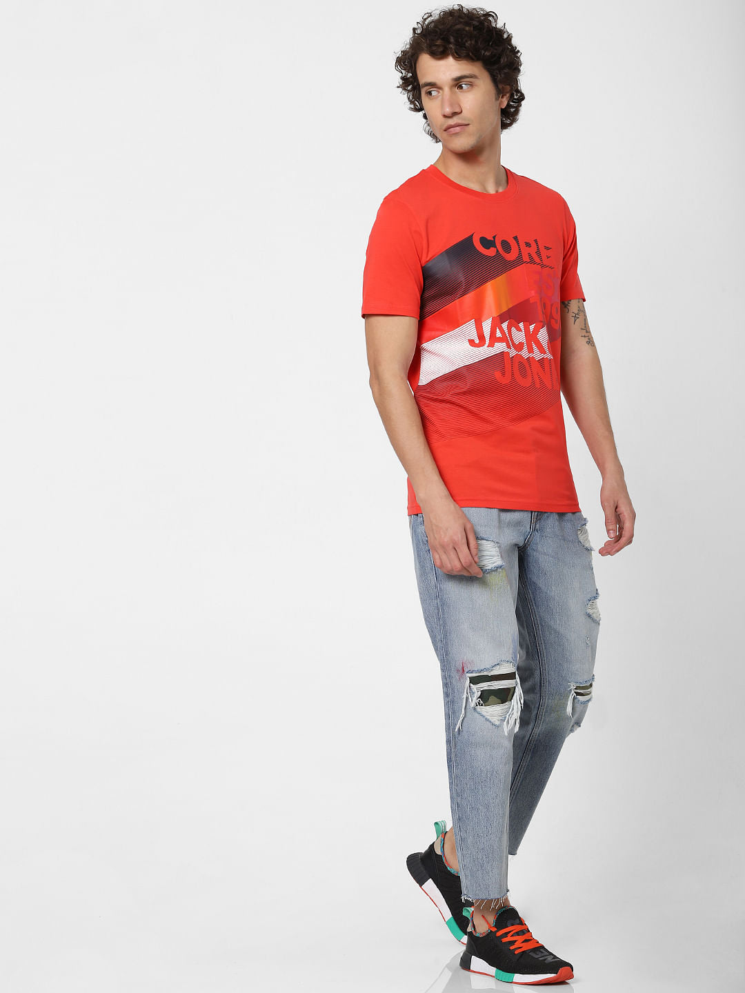 Red Logo Print Crew Neck T-shirt