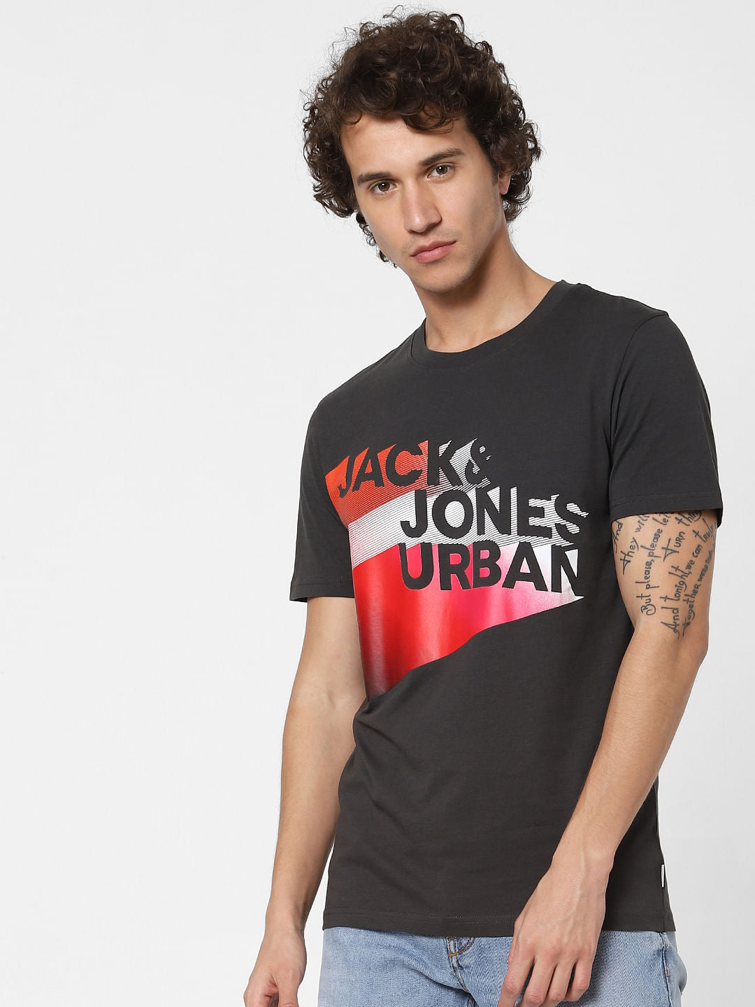 Black Logo Print Crew Neck T-shirt