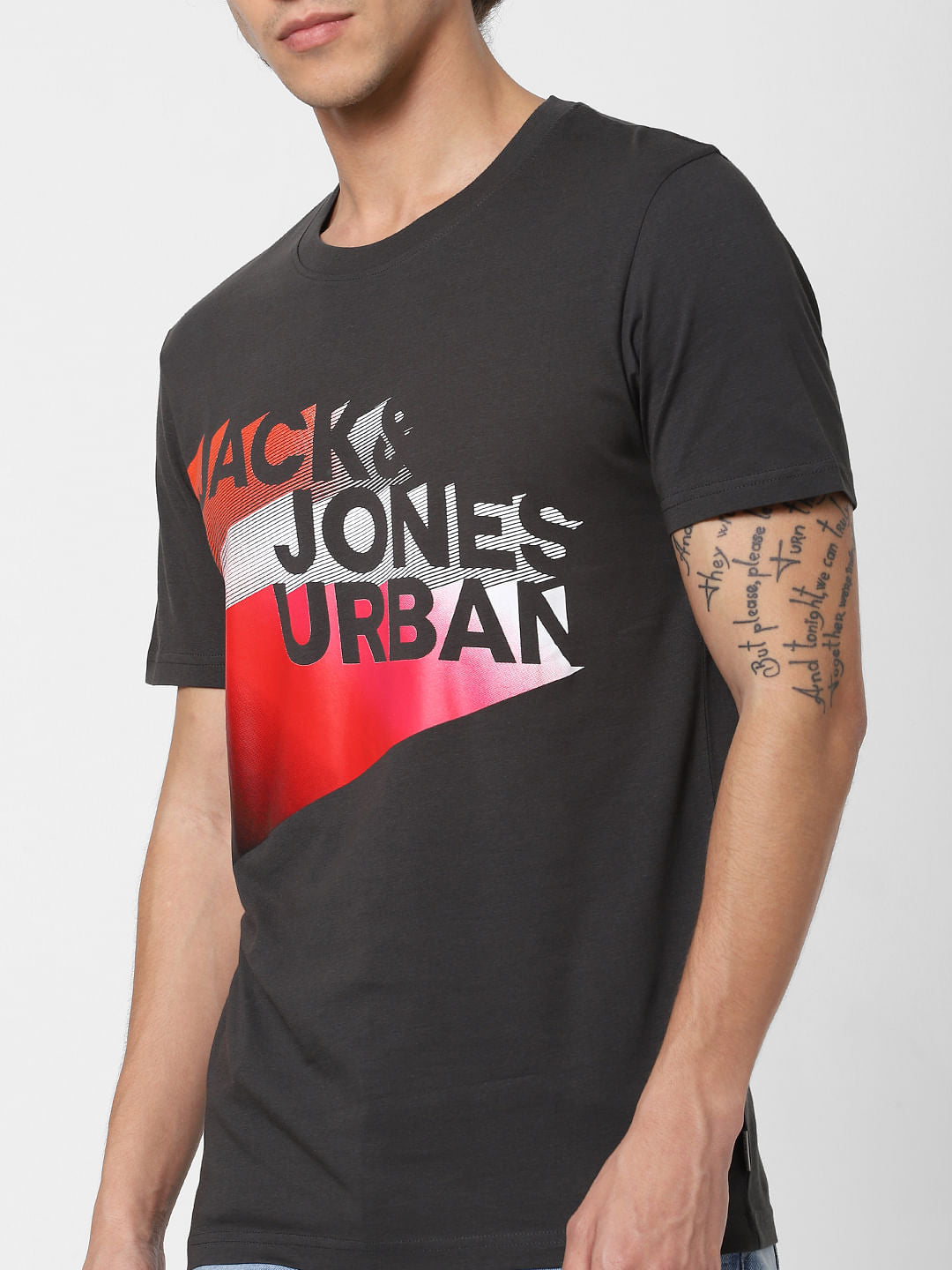Black Logo Print Crew Neck T-shirt