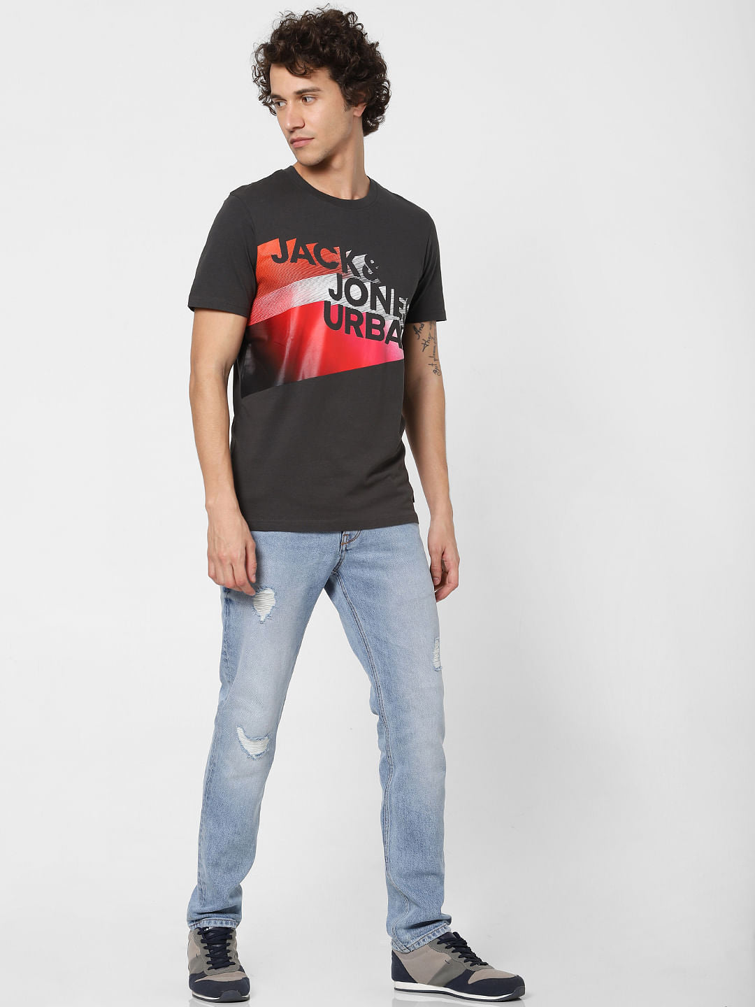 Black Logo Print Crew Neck T-shirt