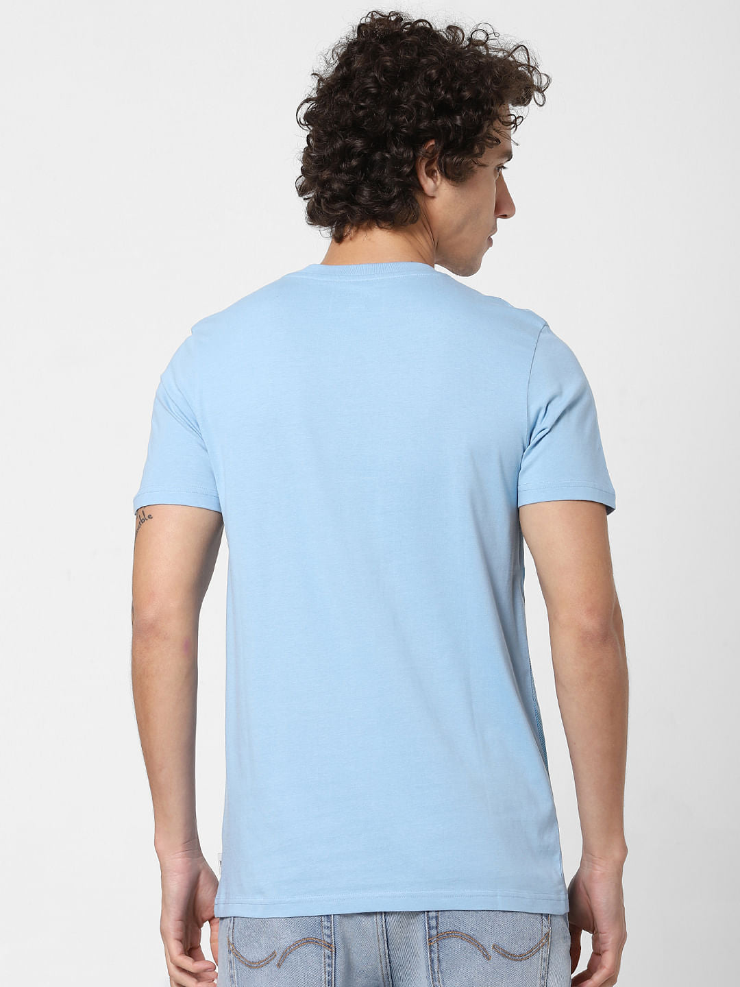 Blue Logo Print Crew Neck T-shirt
