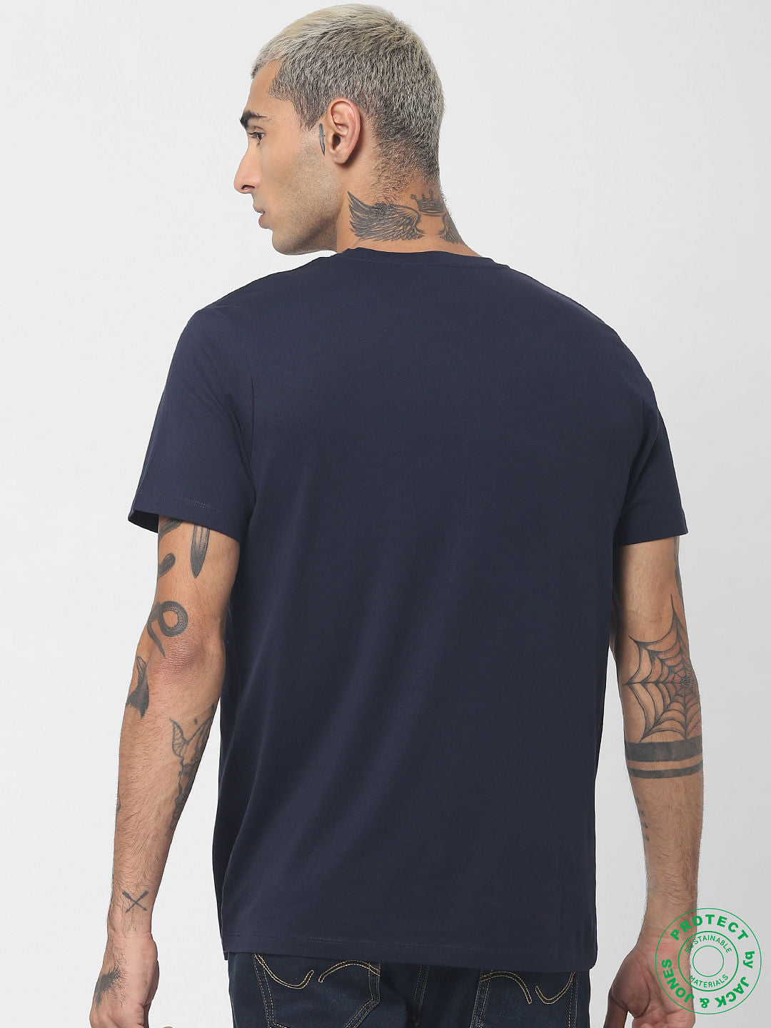 Navy Blue Graphic Print Crew Neck T-shirt